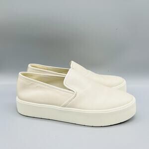 Vince Shoes Womens 9 Off White Leather Slip On Platform Sneakers Comfort Casual